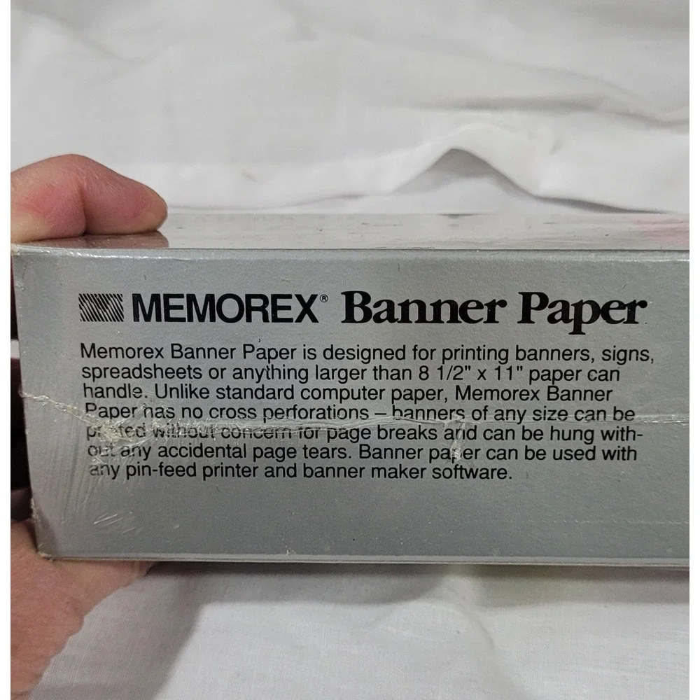 Vintage Memorex Banner Paper 1 Continuous Roll White - Sealed